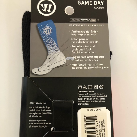 3 Pairs Warrior Game Day Lazer socks - Picture 2 of 2